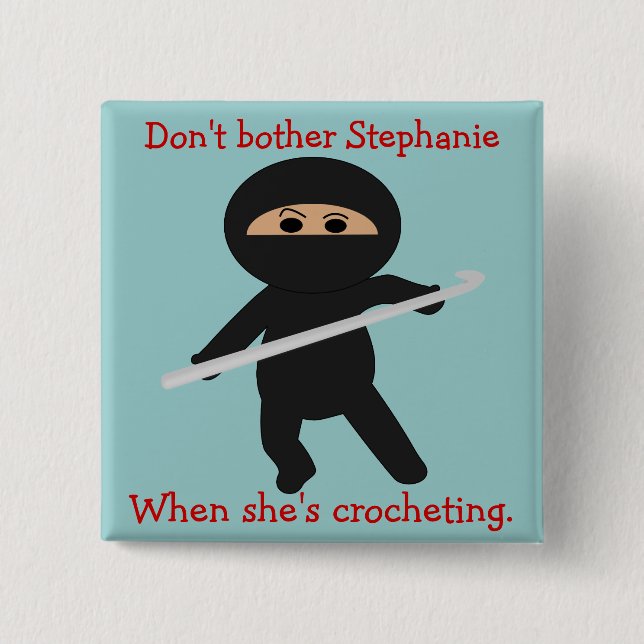 Ninja with Crochet Hook Button (Front)
