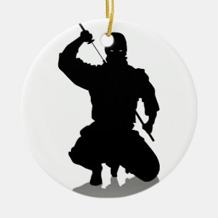 Ninja with Sword Ceramic Tree Decoration