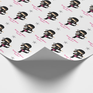 Ninja Wrapping Paper Girl Pink Black Personalized