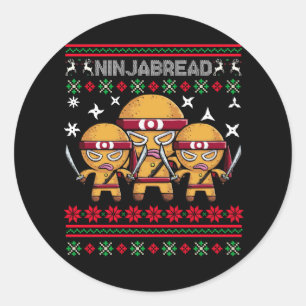 Ninjabread Cookie Gingerbread Man Ninja Christmas Classic Round Sticker