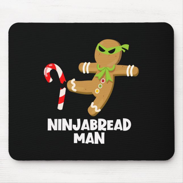 Ninjabread man fun ginja kicking candy cane christ mouse mat (Front)