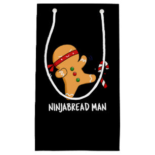 Ninjabread Man Funny Gingerbread Pun Dark BG Small Gift Bag