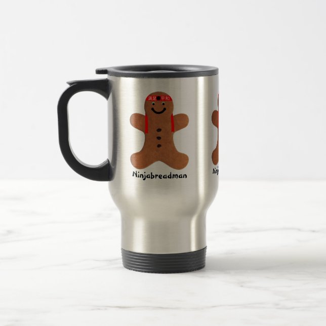 Ninjabreadman biscuit (cookie) travel mug (Left)