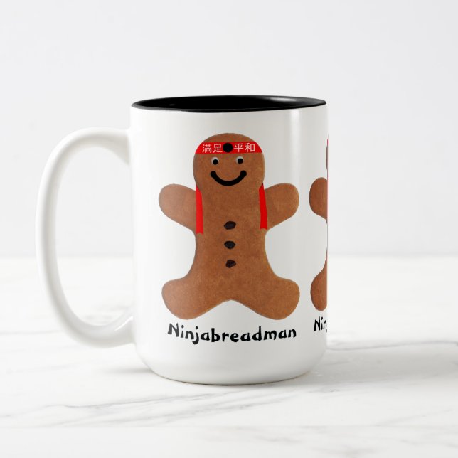Ninjabreadman biscuit (cookie) Two-Tone coffee mug (Left)