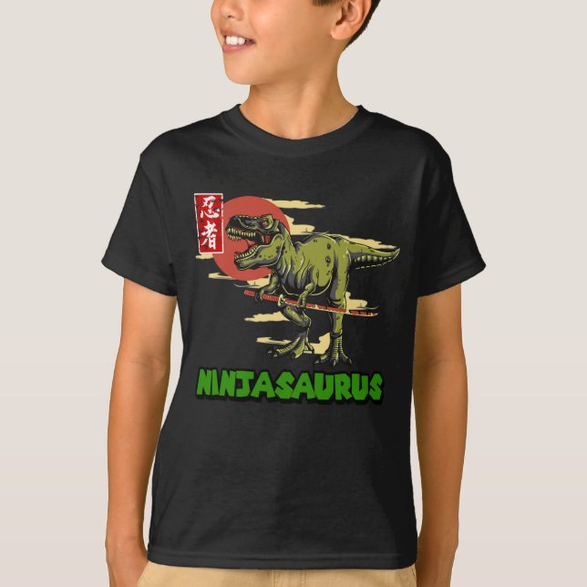 Ninjasaurus T rex Dinosaur Men Father's Day Family T-Shirt (Front)
