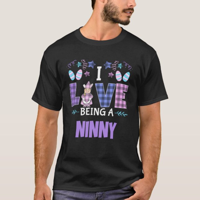NINNY I Love Being a Grandmother Pink Plaid Easter T-Shirt (Front)