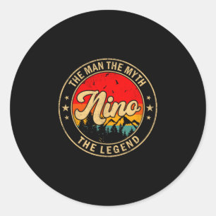Nino The Man The Myth The Legend Vintage Retro For Classic Round Sticker