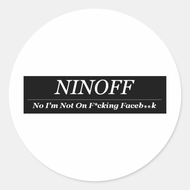 NINOFF | Anti Facebook | Hate | Facebook Shirt Classic Round Sticker (Front)