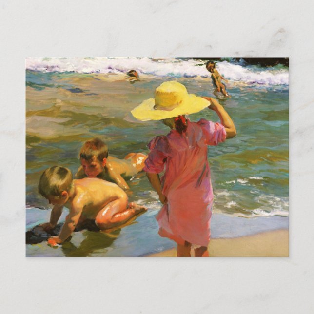 Ninos A La Orilla Del Mar by Joaquin Sorolla Postcard (Front)