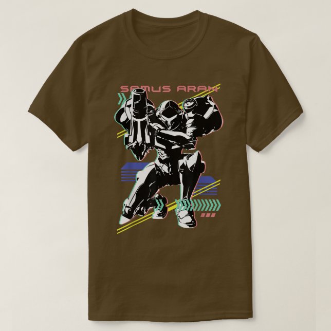 Nintendo Metroid Samus Aran Retro Neon Poster  T-Shirt (Design Front)