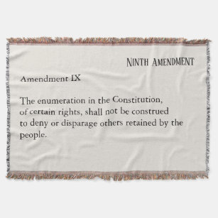 Ninth Amendment Constitution Bill of Rights Throw Blanket