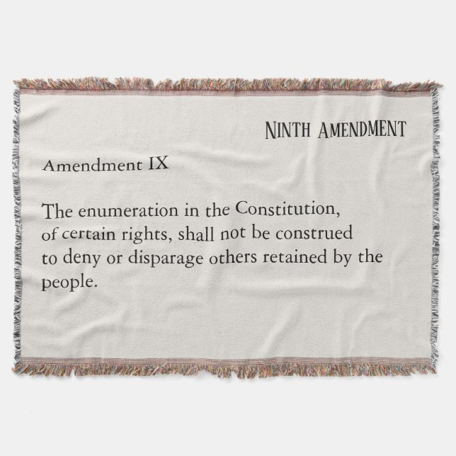 Ninth Amendment Constitution Bill of Rights Throw Blanket (Front)