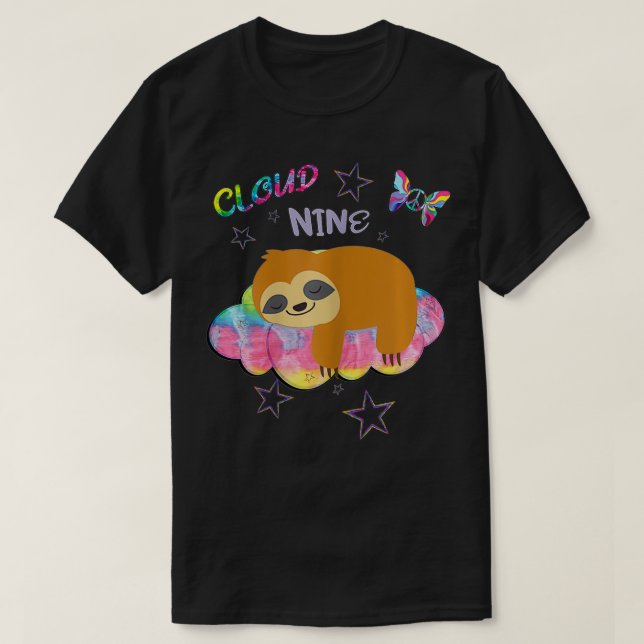 Ninth Birthday Cloud Nine Sloth Cute Retro  T-Shirt (Design Front)