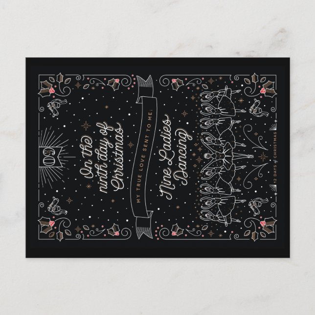 NINTH DAY OF CHRISTMAS / Christmas Postcard (Front)