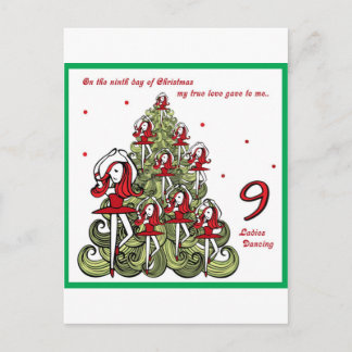 Ninth Day of Christmas Holiday Postcard