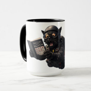 Ninth life, oh bugger, funny skydiving black cat t mug