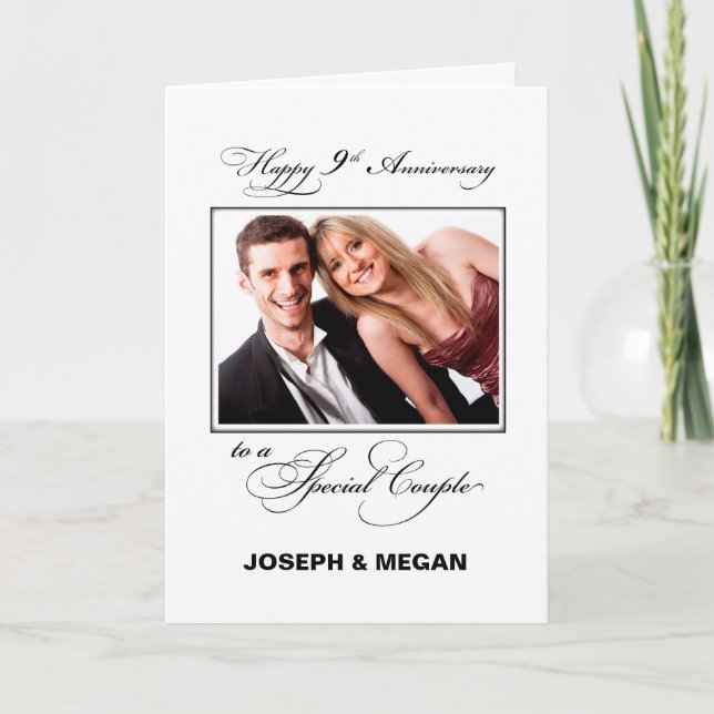 Ninth Wedding Anniversary Custom Name/Photo Card (Front)