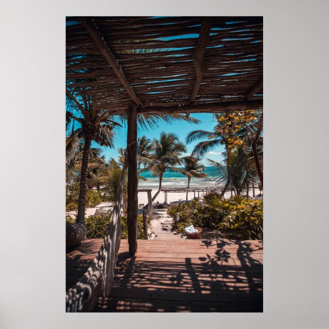 Nipa hut under coconut palm trees poster (Front)