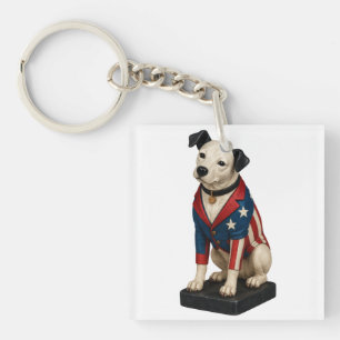 Nipper RCA Victor Dog Art in American Flag Blazer Key Ring