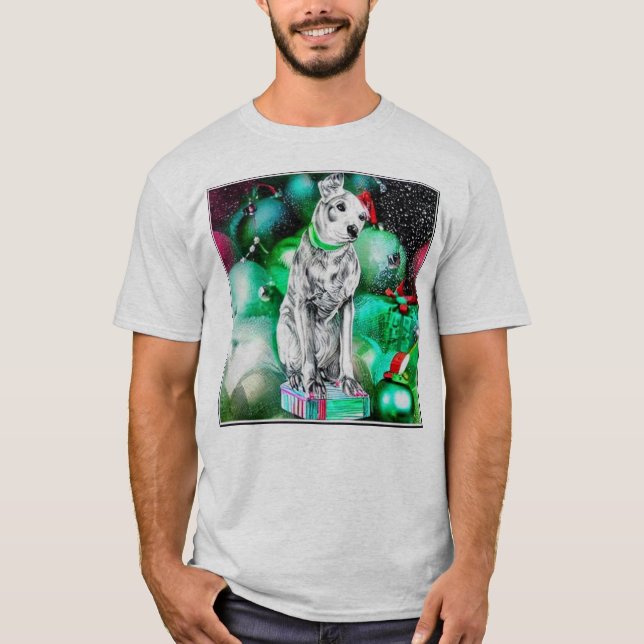 Nipper, The RCA Dog Christmas T-Shirt (Front)