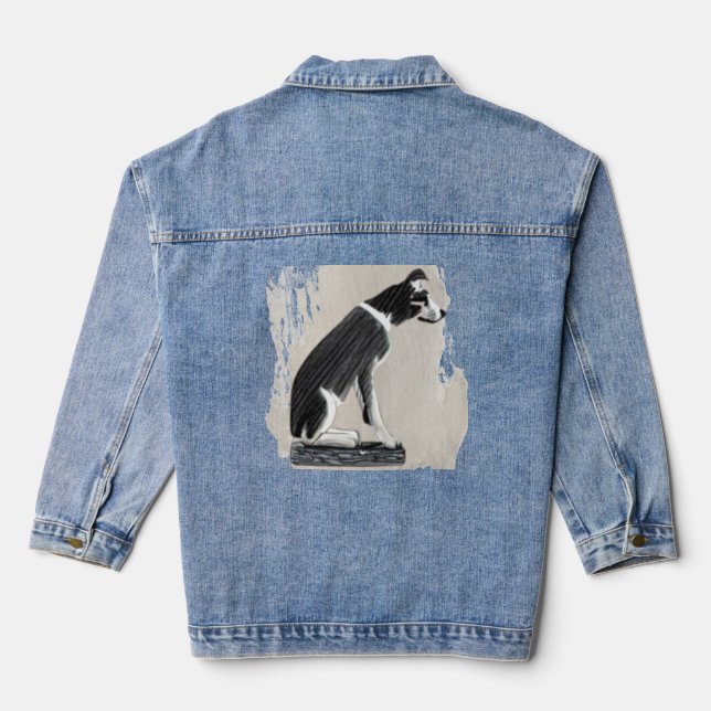 Nipper, The RCA Dog Sketch Art Denim Jacket (Back)