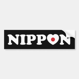 Nippon Love Heart Flag Bumper Sticker