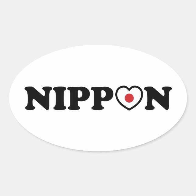 Nippon Love Heart Flag Oval Sticker (Front)