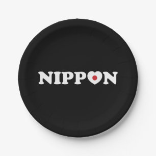 Nippon Love Heart Flag Paper Plate