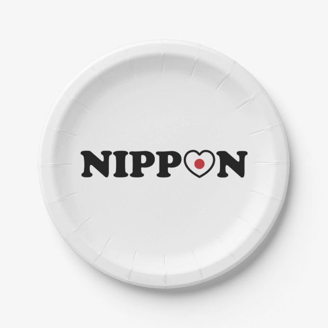 Nippon Love Heart Flag Paper Plate (Front)