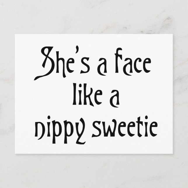 Nippy sweetie glasgow humour banter scottish slang postcard (Front)