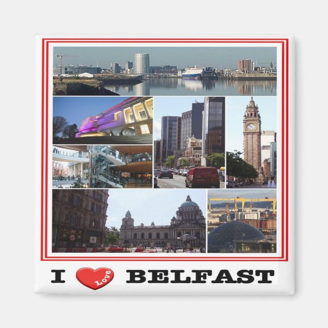 NIR016 BELFAST "I LOVE", Northern Ireland, Fridge Magnet (Front)