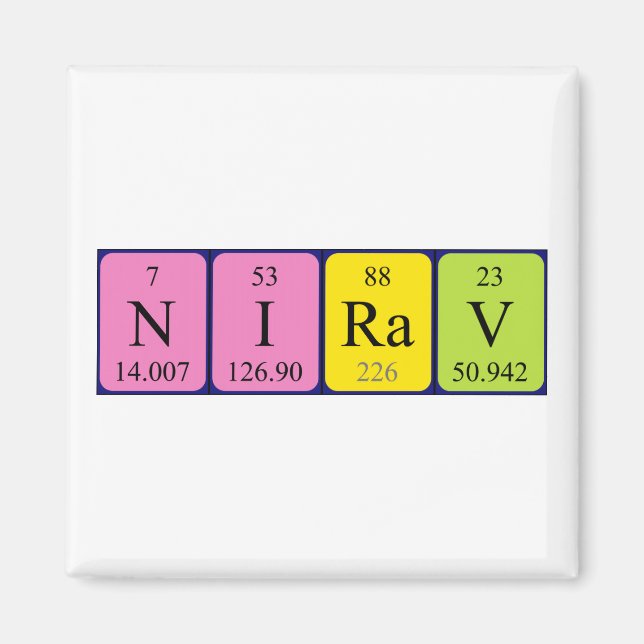 Nirav periodic table name magnet (Front)