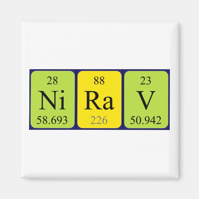 Nirav periodic table name magnet (Front)