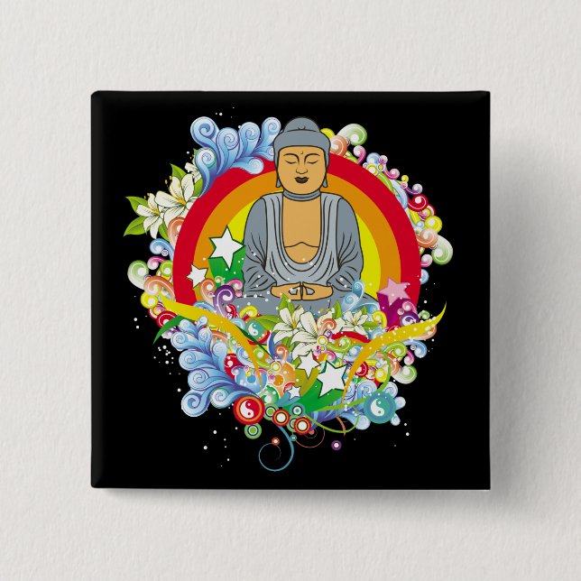 Nirvana Buddha 15 Cm Square Badge (Front)