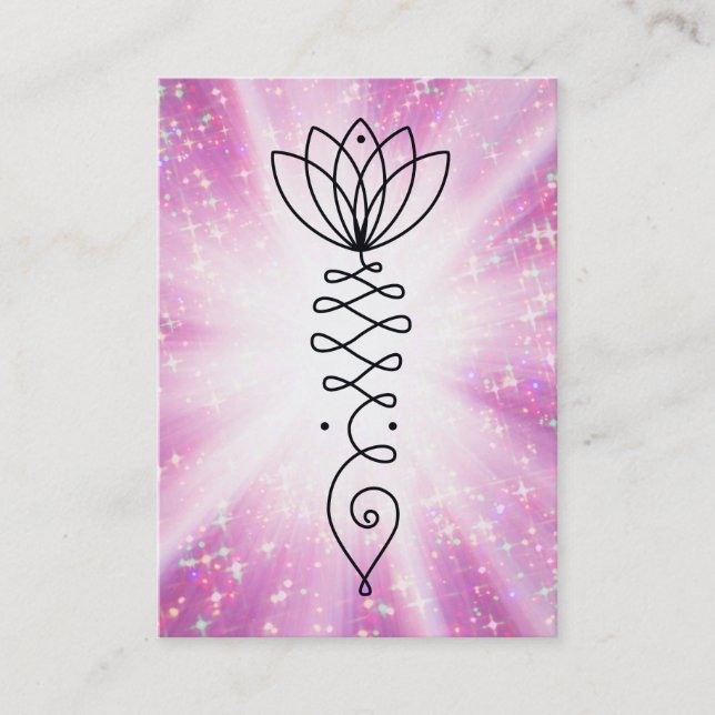 *~* Nirvana Lotus Heart Glitter Rays Reiki Yoga Business Card (Front)