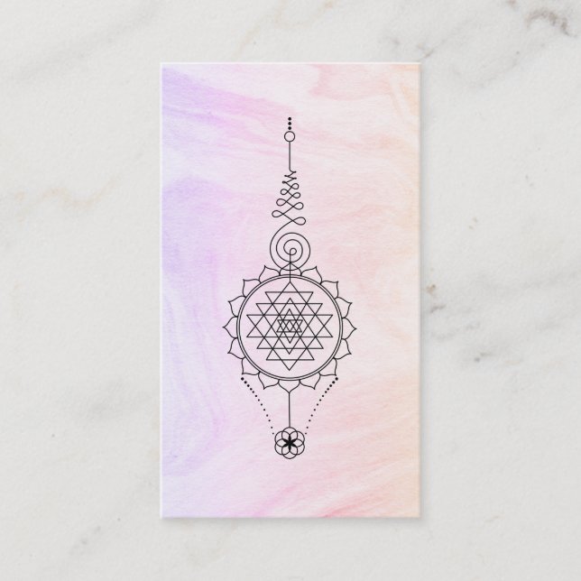 *~* Nirvana Marble Pastel Ombre Reiki Healing Business Card (Front)