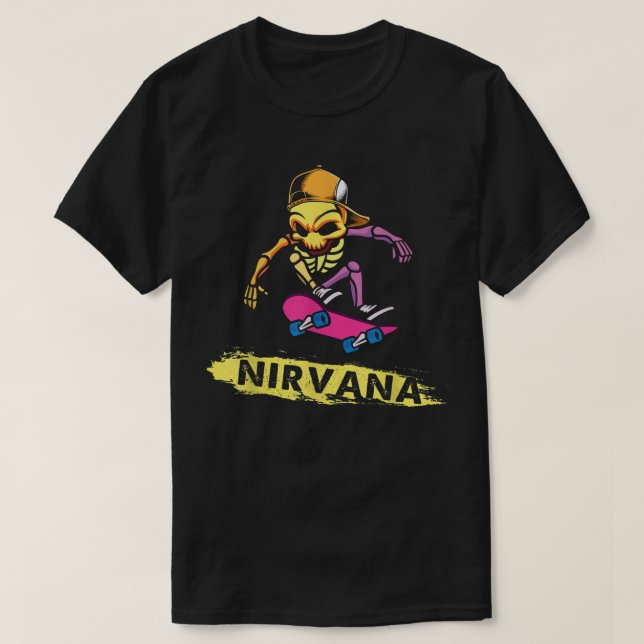Nirvanas Skateboard Skelton  T-Shirt (Design Front)