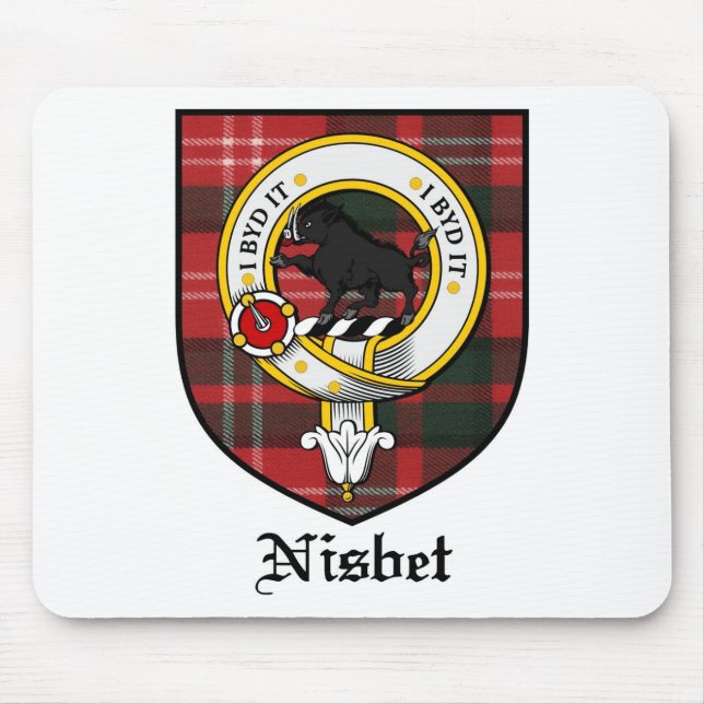 Nisbet Clan Crest Badge Tartan Mouse Mat (Front)