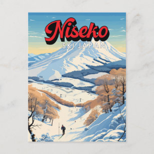 Niseko Hokkaido Japan Winter Travel Art Vintage Postcard