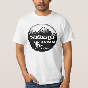Niseko Japan black white snowboard art value tee
