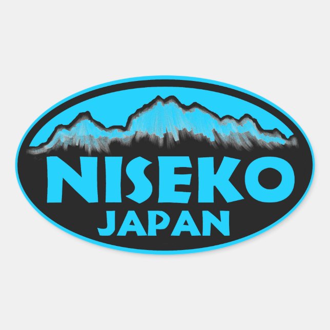 Niseko Japan blue oval stickers (Front)