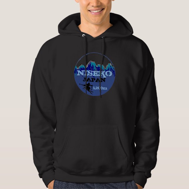 Niseko Japan blue ski art elevation hooodie Hoodie (Front)