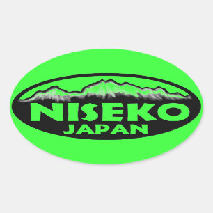 Niseko Japan green oval stickers