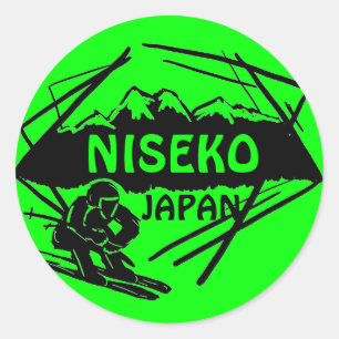 Niseko Japan green ski logo art stickers