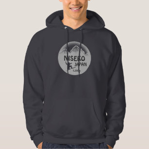 Niseko Japan grey snowboard art guys hoodie