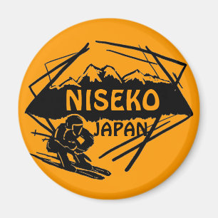 Niseko Japan orange ski logo art souvenir magnet