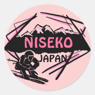 Niseko Japan pink ski logo art stickers