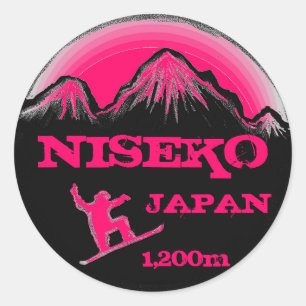 Niseko Japan pink snowboard art souvenir stickers