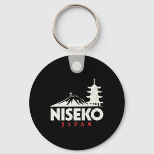 Niseko Japan Ski Resort Retro Skiing Snowboarding Key Ring