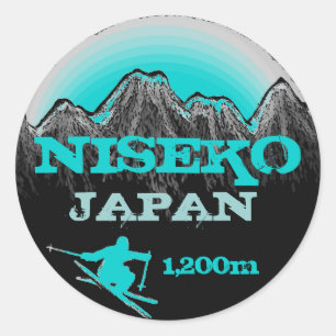 Niseko Japan teal ski art elevation stickers